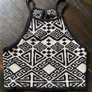 Forever 21 Black and White Tribal Crop Top